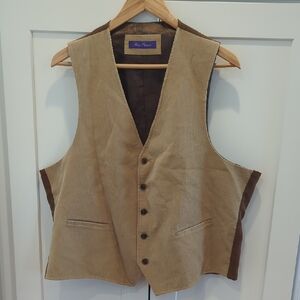 Alan Flusser Brown and Tan Corduroy Vest